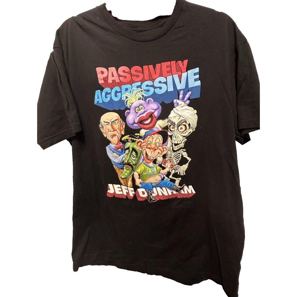 Passively Aggressive Jeff Dunham Large Comedy Tour T Shirt 2017-2018 Black